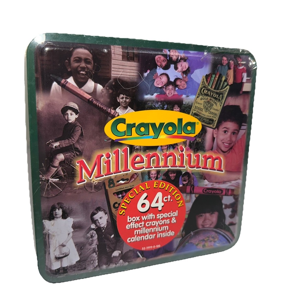 Crayola Millennium Special Edition Tin 64‎ Ct Crayons w Special Effects NEW 1/2